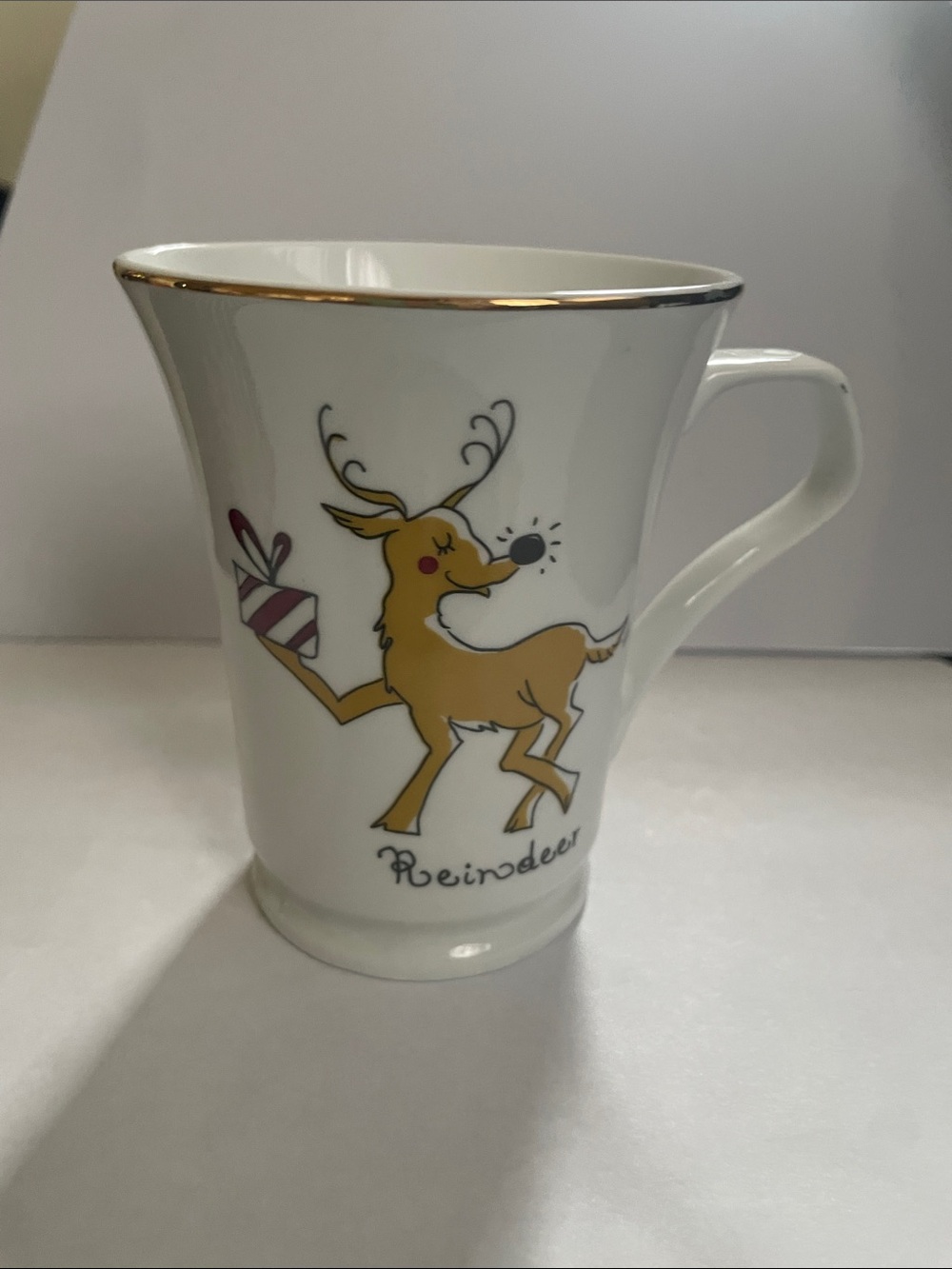 Roscher & Co. “Santa’s Workshop”Holiday Porcelain Mug with Gold Rim
